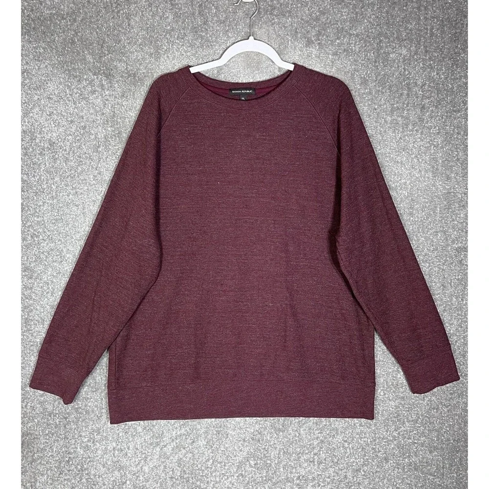 Banana Republic Long Sleeve Crew Neck Knit Pullover Shirt Mens Size XXL Burgundy